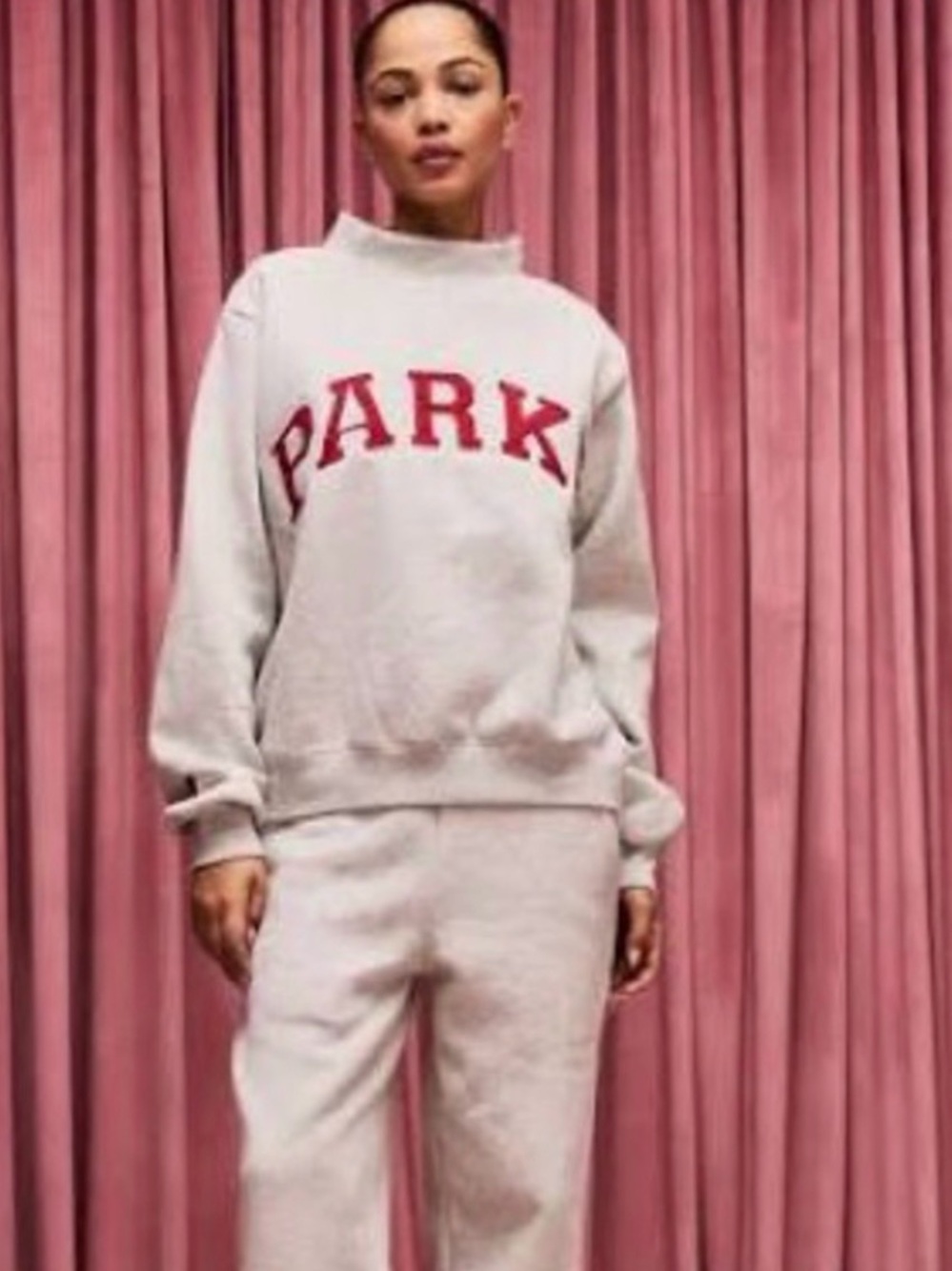 PARKE - Valentine’s Varsity Light Gray & Crimson Mock Neck Sweater - Size: SM